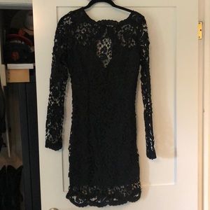 Black Lace Cutout Back Cocktail Dress